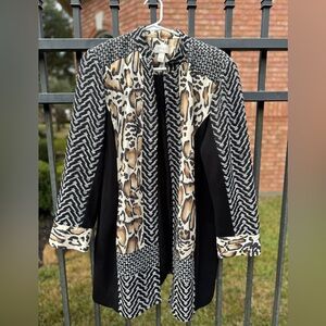Chico's Black and Cream Animal Print Blazer